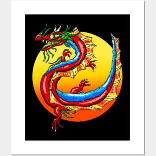 Chinese Dragon in the Sunset Posters and Art